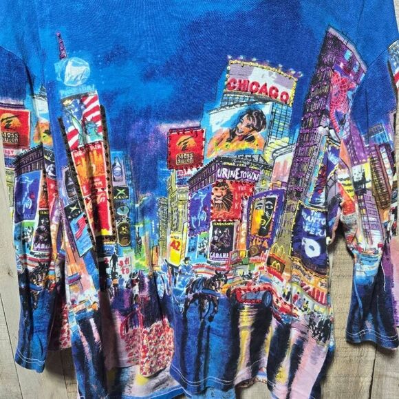 Take Two Vintage 90s Cityscape New York Times Square Beaded Graphic Tee - Picture 2 of 4